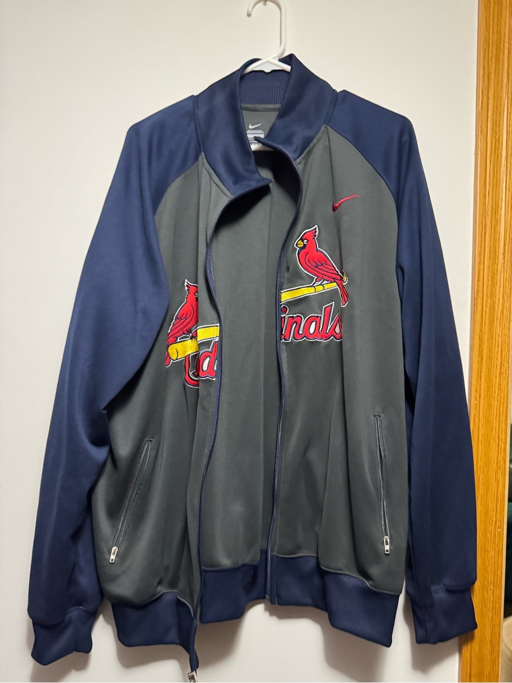 Nike Navy & Gray St. Louis Cardinals Bomber Jacket with Red Accents